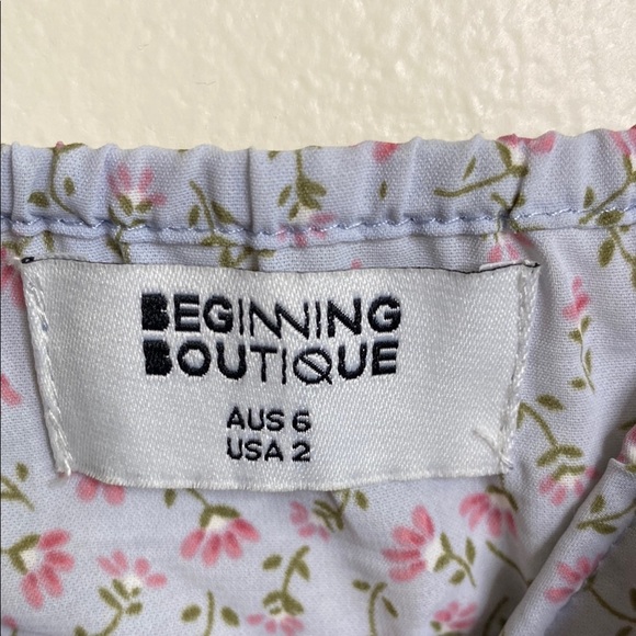 Beginning Boutique Sky Blue Floral Puff Sleeve Mini Dress NWOT - Picture 2 of 9